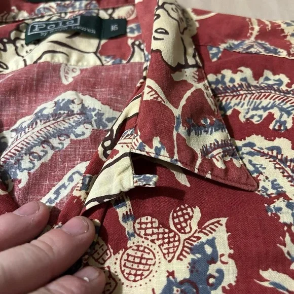 Vintage 90s Polo Ralph Lauren Japan Tiger Aloha Loop Collar Shirt - Picture 4 of 7